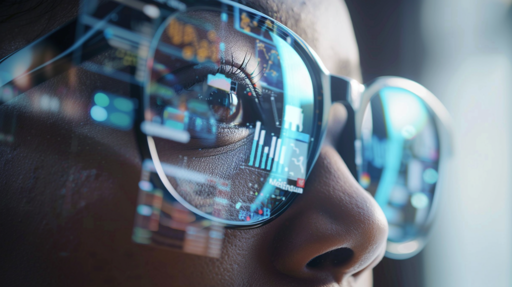 Woman sees many examples of visual marketing